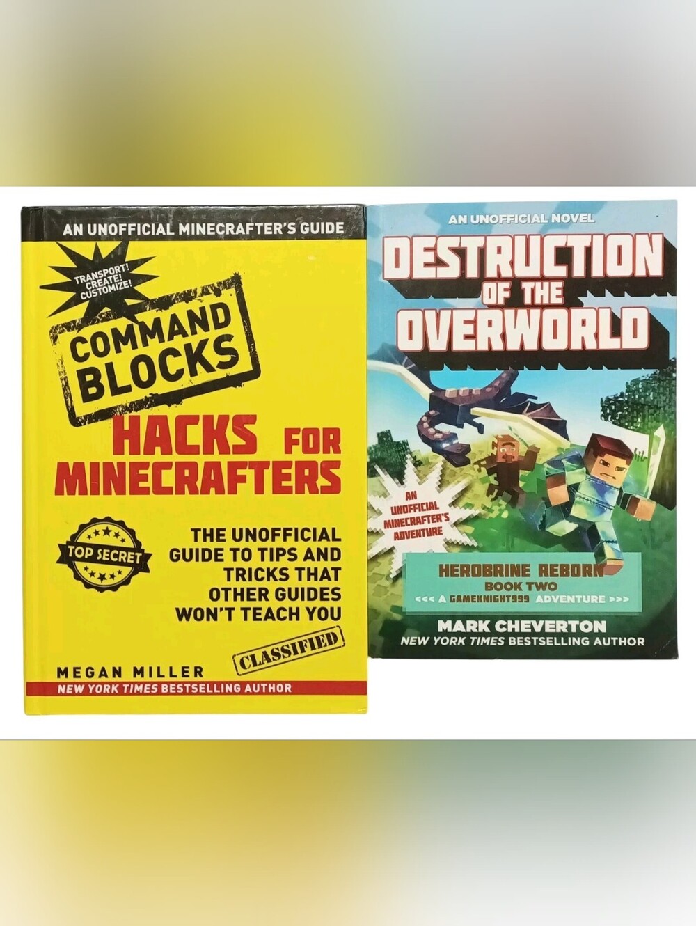 Lot of 2 Books Hacks for Minecrafters Command Blocks Destruction ofthe Overworld
